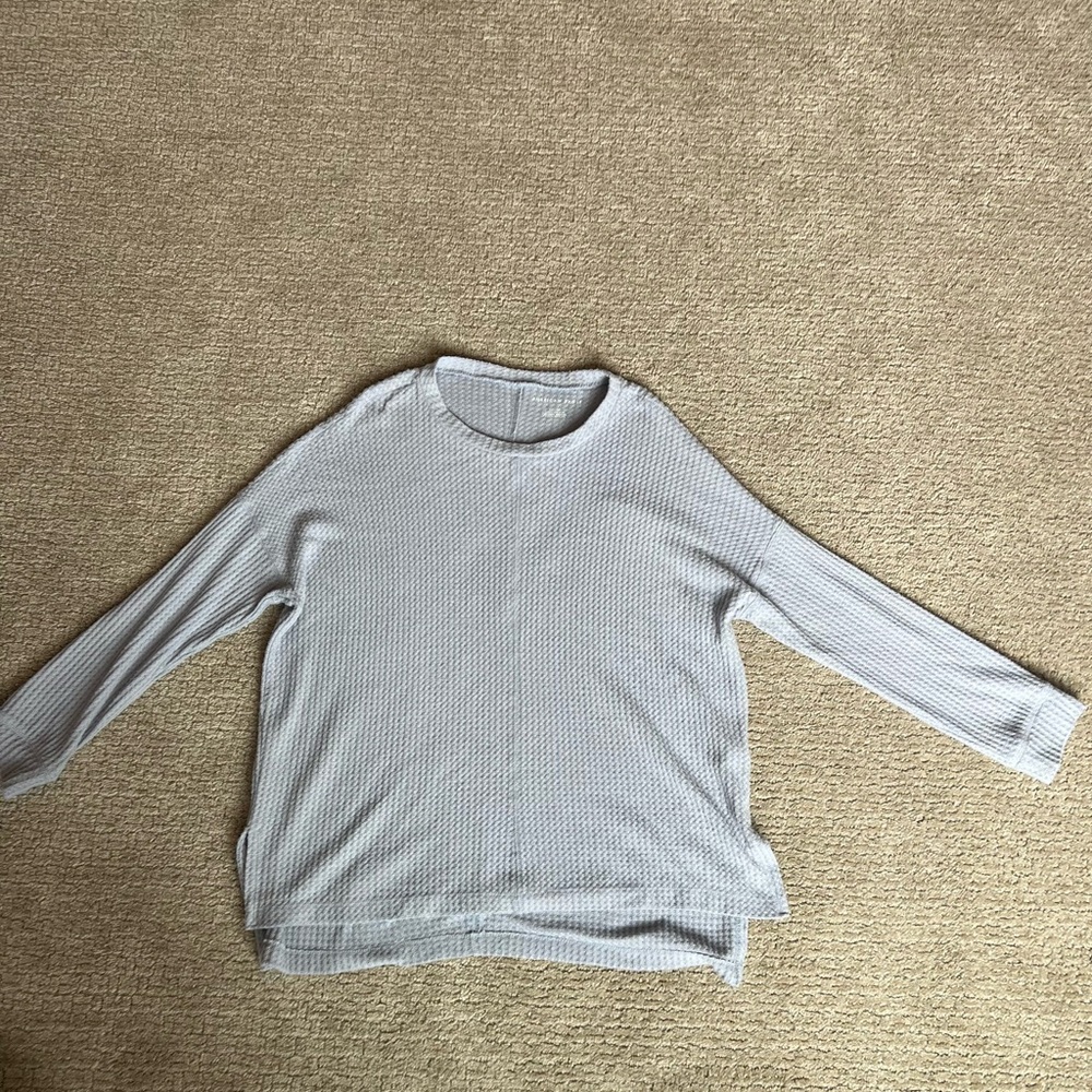 Periwinkle Waffle Knit Long Sleeve Top